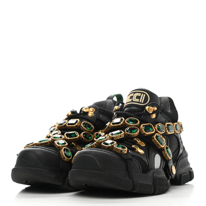 Gucci X SEGA Mesh Suede Calfskin Removable Crystals Womens Flashtrek Sneakers 36 Black Silver 3 of 9