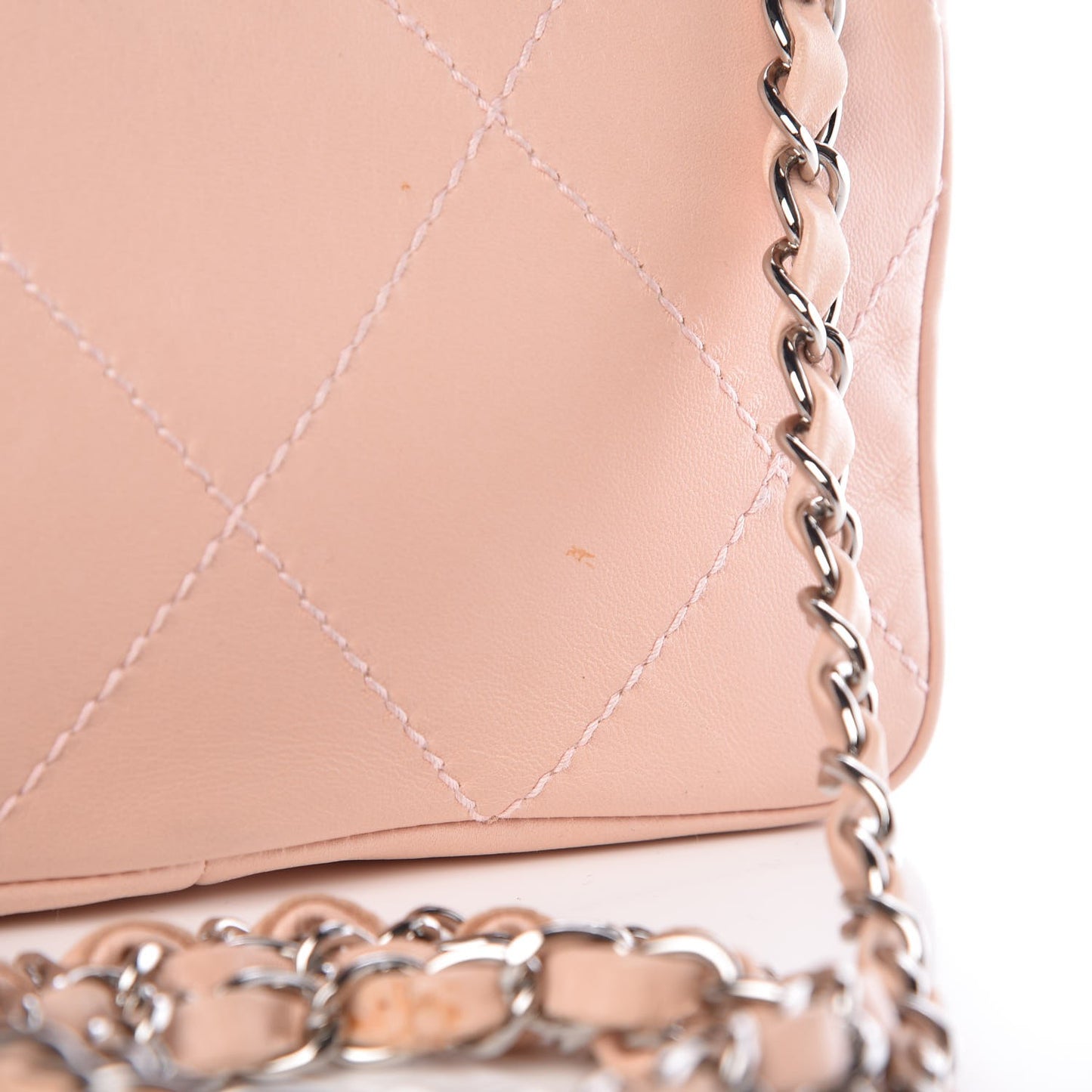 Lambskin Diamond Stitched CC Flap Pink