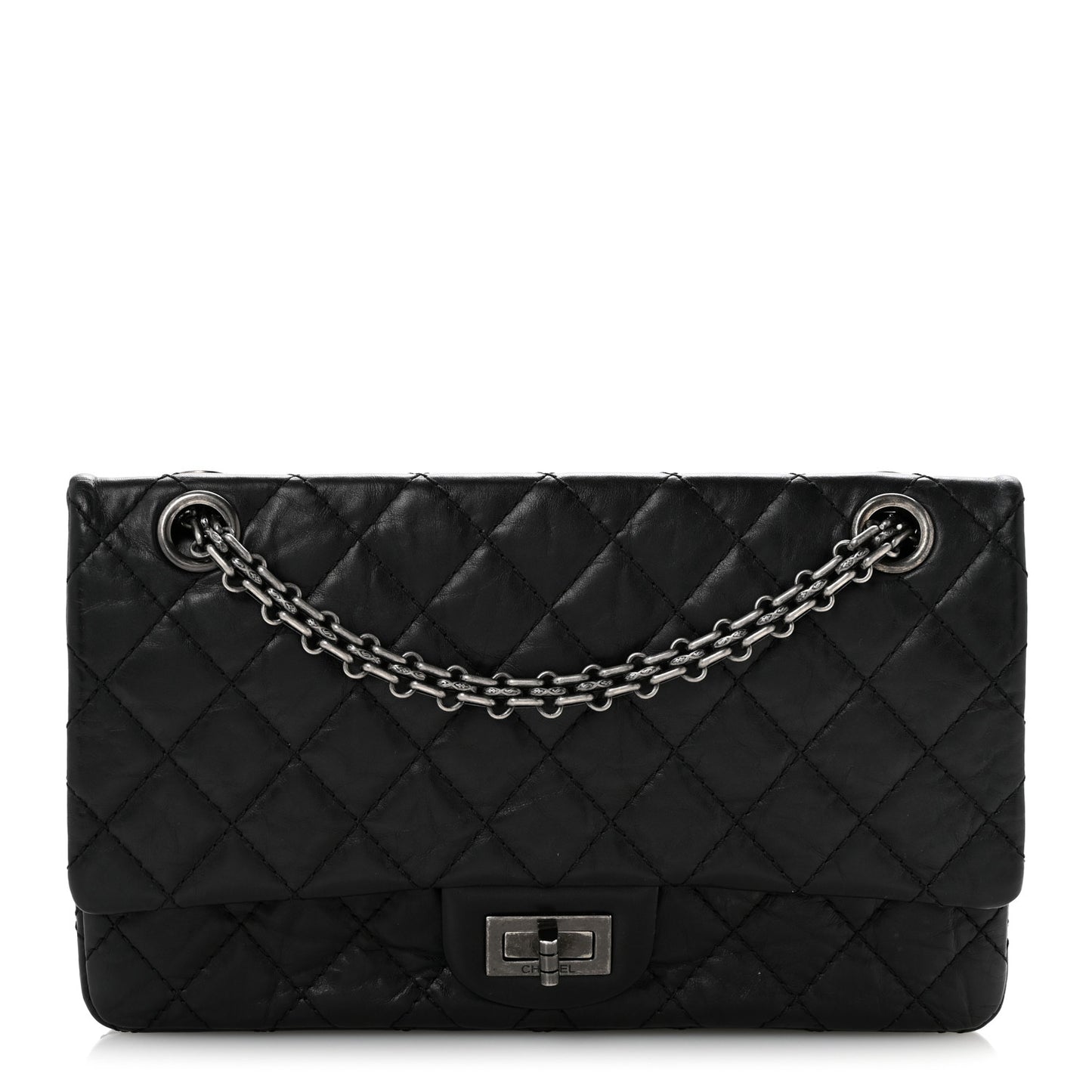 Aged Calfskin Quilted 2.55 Reissue 225 Flap Black