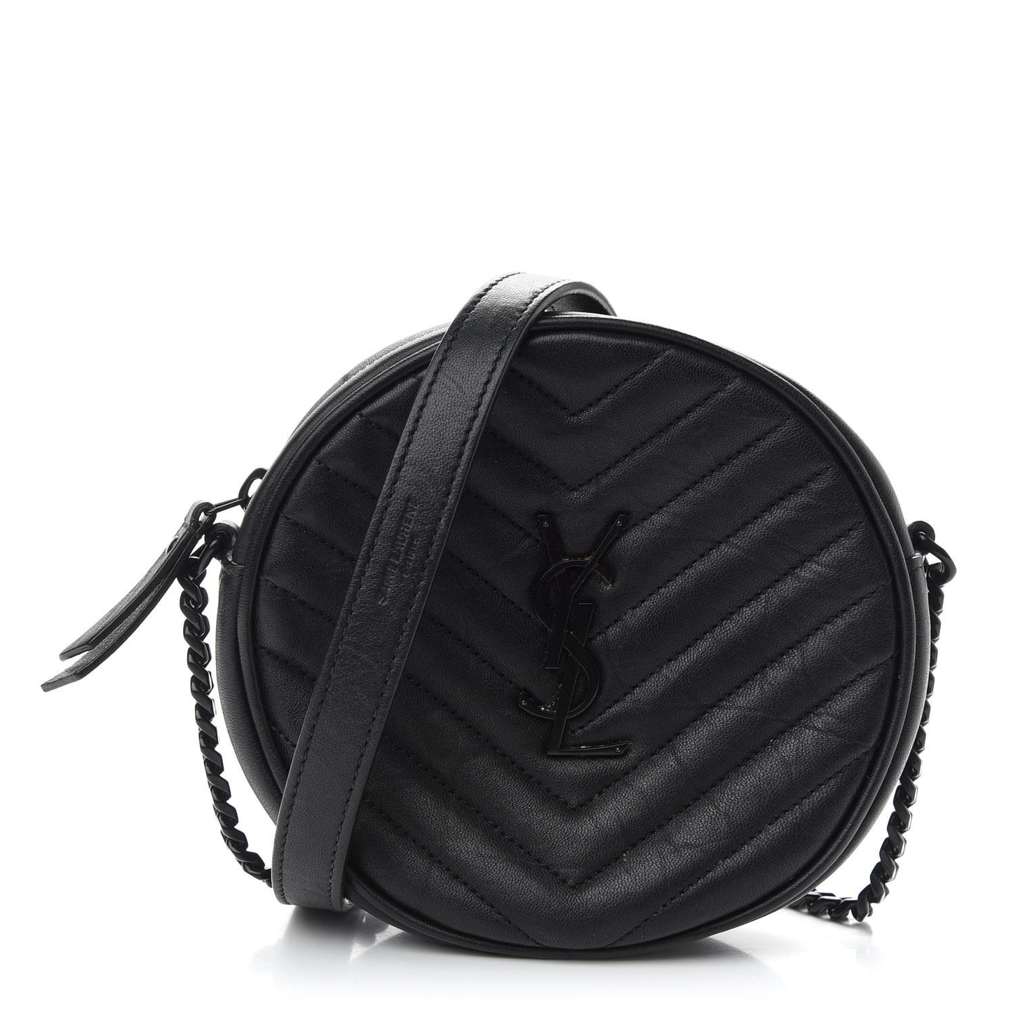 Matelasse Chevron Round Vinyle Camera Bag Black