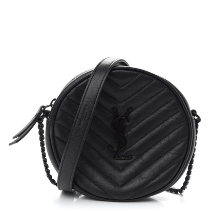 Saint Laurent Matelasse Chevron Round Vinyle Camera Bag Black 1 of 10
