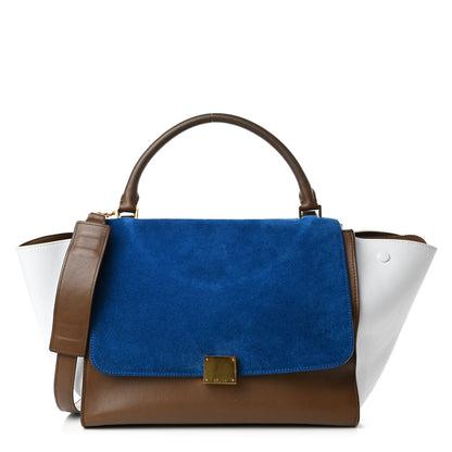Celine Smooth Calfskin Suede Medium Tri-Color Trapeze Bright Blue 1 of 4