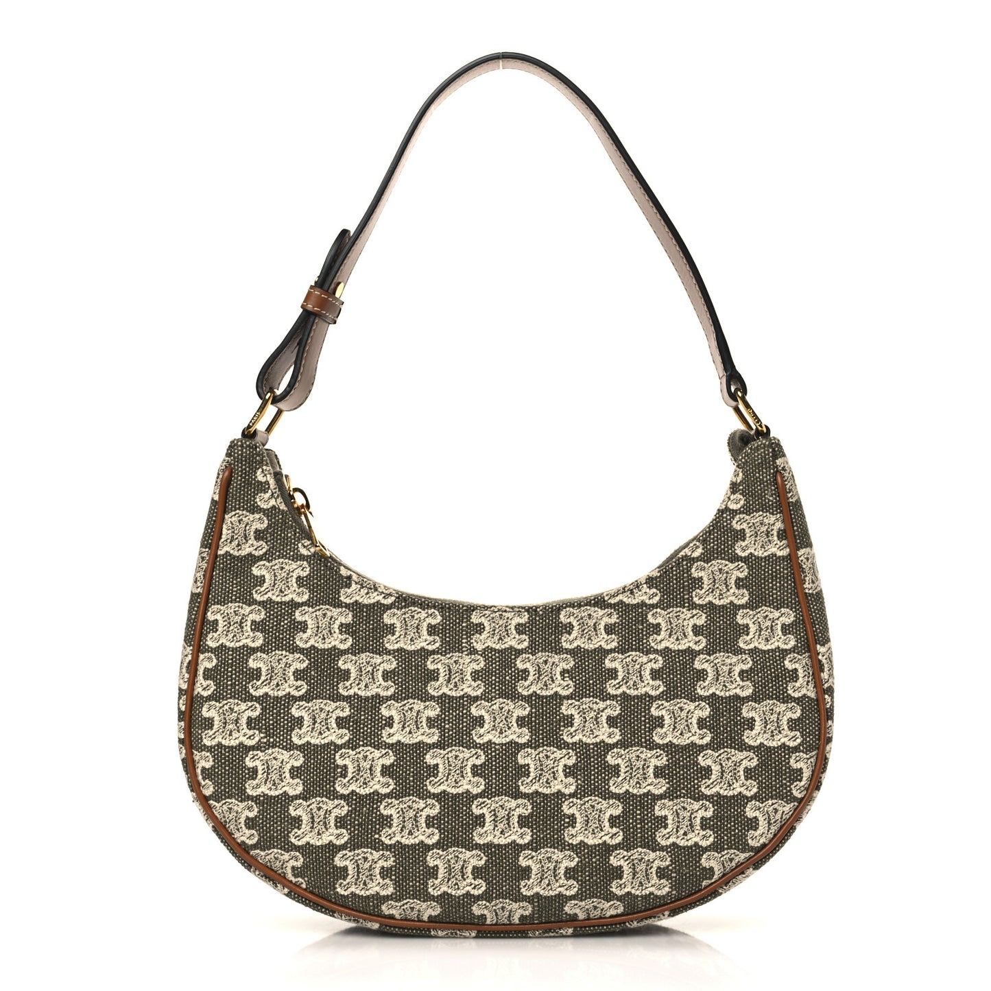 Canvas Calfskin Ava Triomphe Shoulder Bag Green