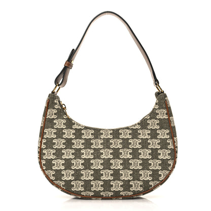 Celine Canvas Calfskin Ava Triomphe Shoulder Bag Green 1 of 10