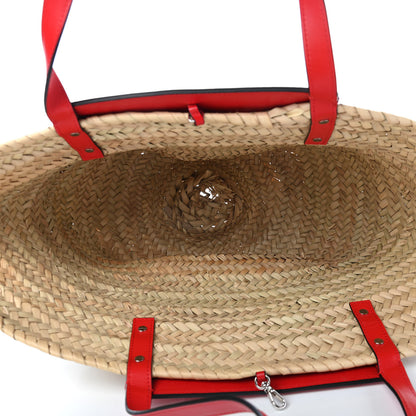 Christian Louboutin Woven Straw Loubishore Tote Red 4 of 9