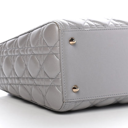 Christian Dior Lambskin Cannage Medium Lady Dior Grey 8 of 9