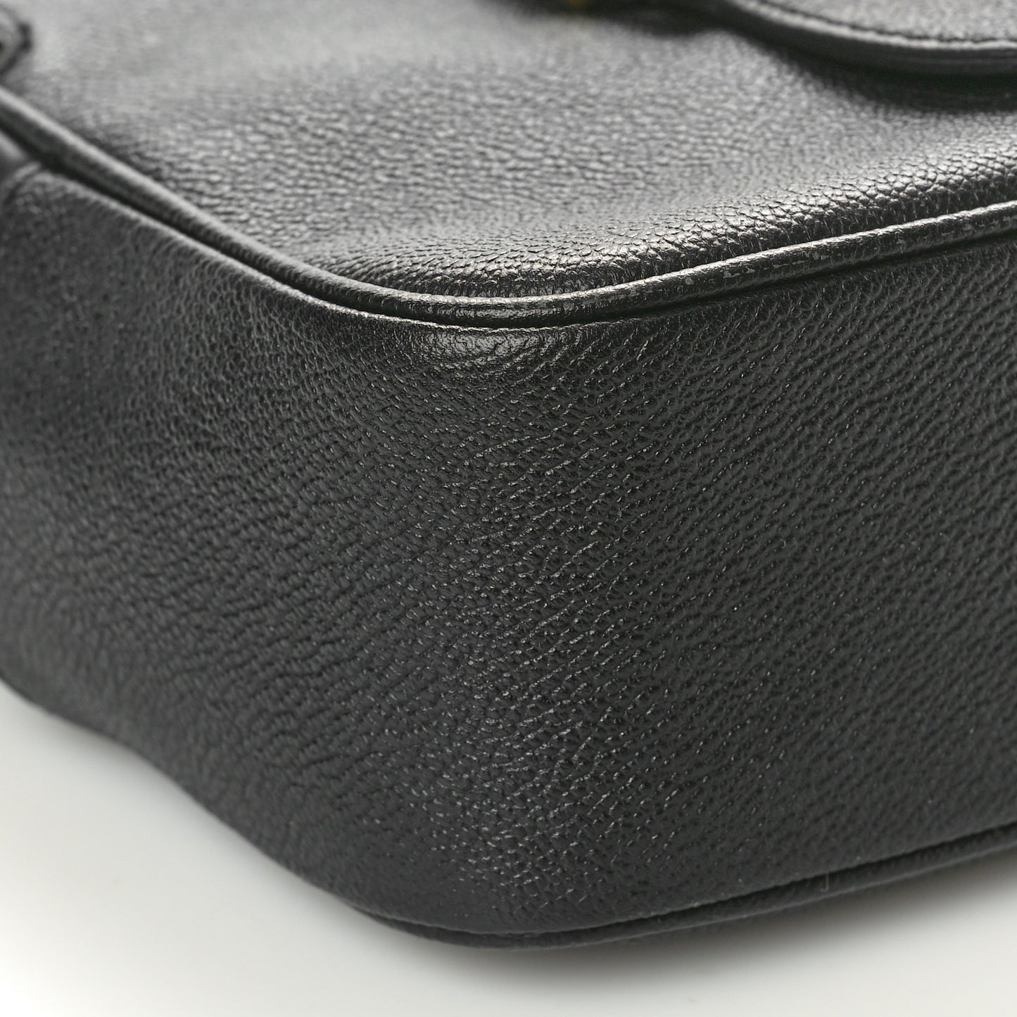 Soft Grain Calfskin Small Buckle Zip Bag Black