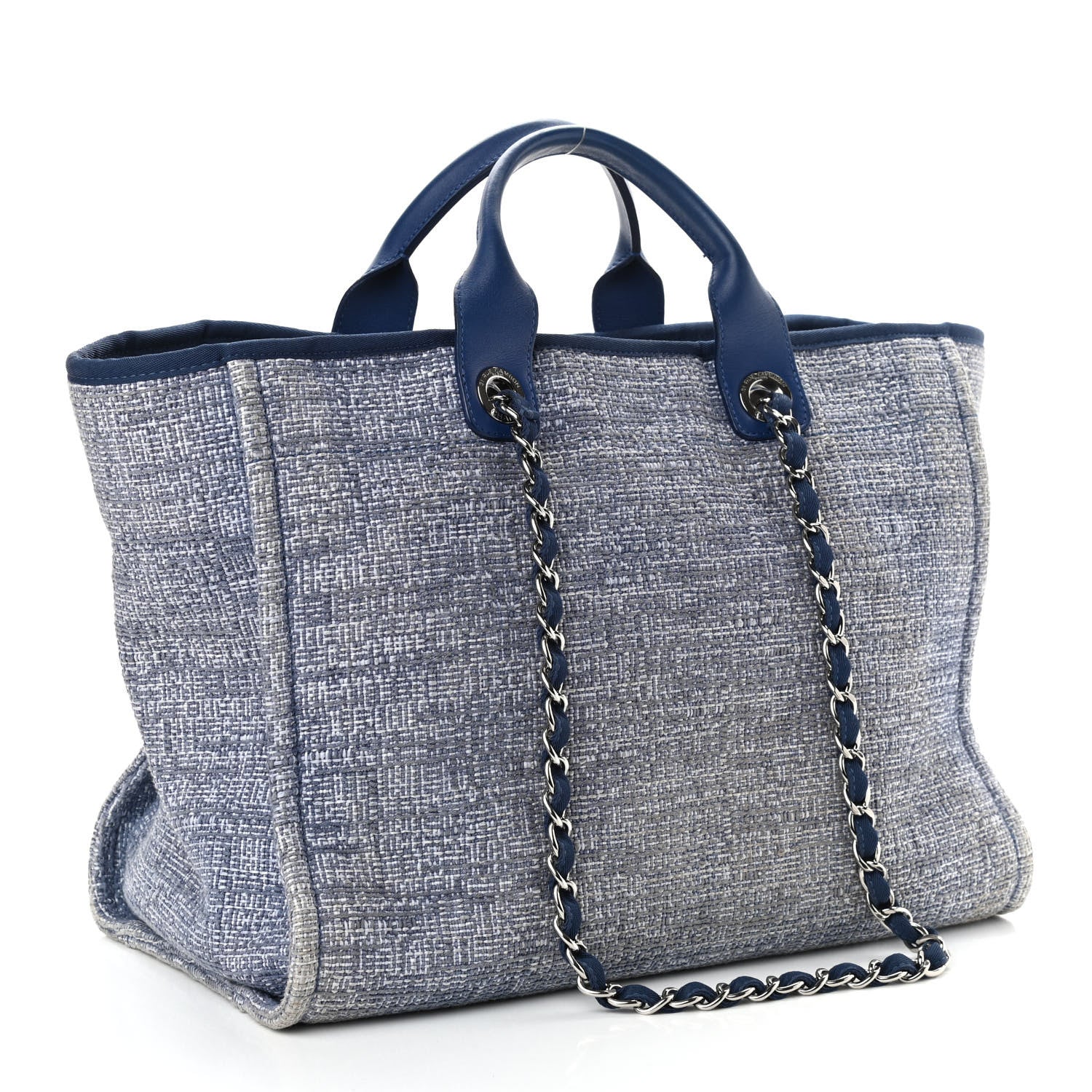 Chanel Woven Straw Raffia Medium Deauville Tote Blue 2 of 9