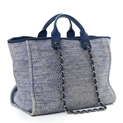 Chanel Woven Straw Raffia Medium Deauville Tote Blue 2 of 9