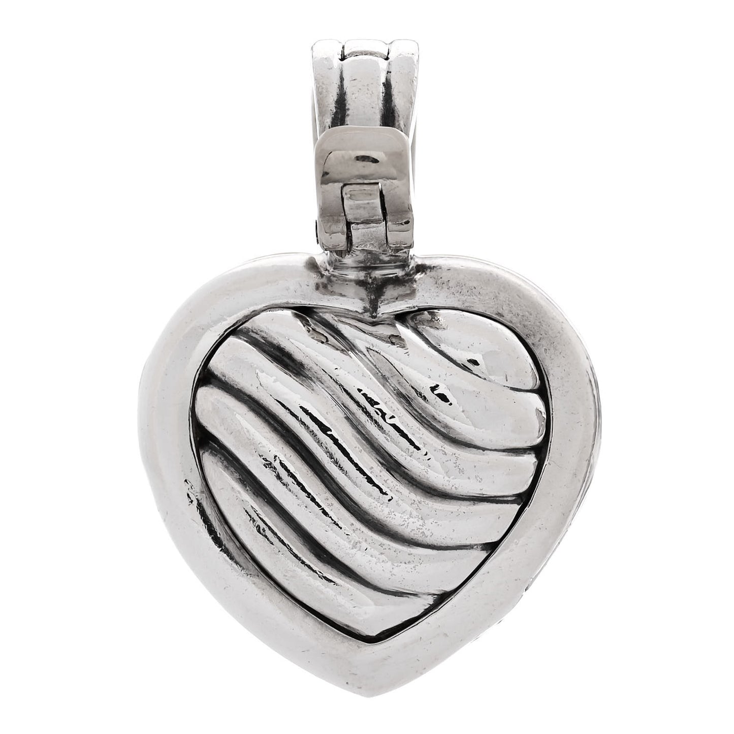 Sterling Silver 18K Yellow Gold Cable Heart Locket Enhancer Pendant