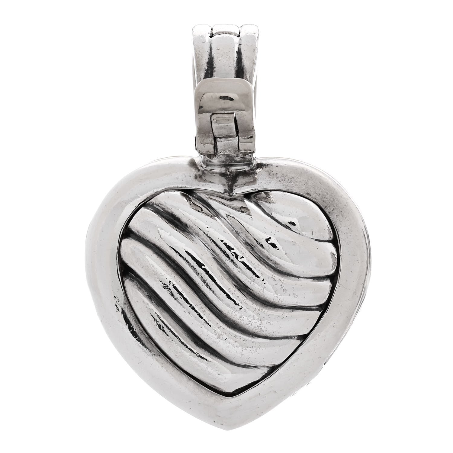 David Yurman Sterling Silver 18K Yellow Gold Cable Heart Locket Enhancer Pendant 3 of 6