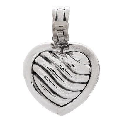 David Yurman Sterling Silver 18K Yellow Gold Cable Heart Locket Enhancer Pendant 3 of 6