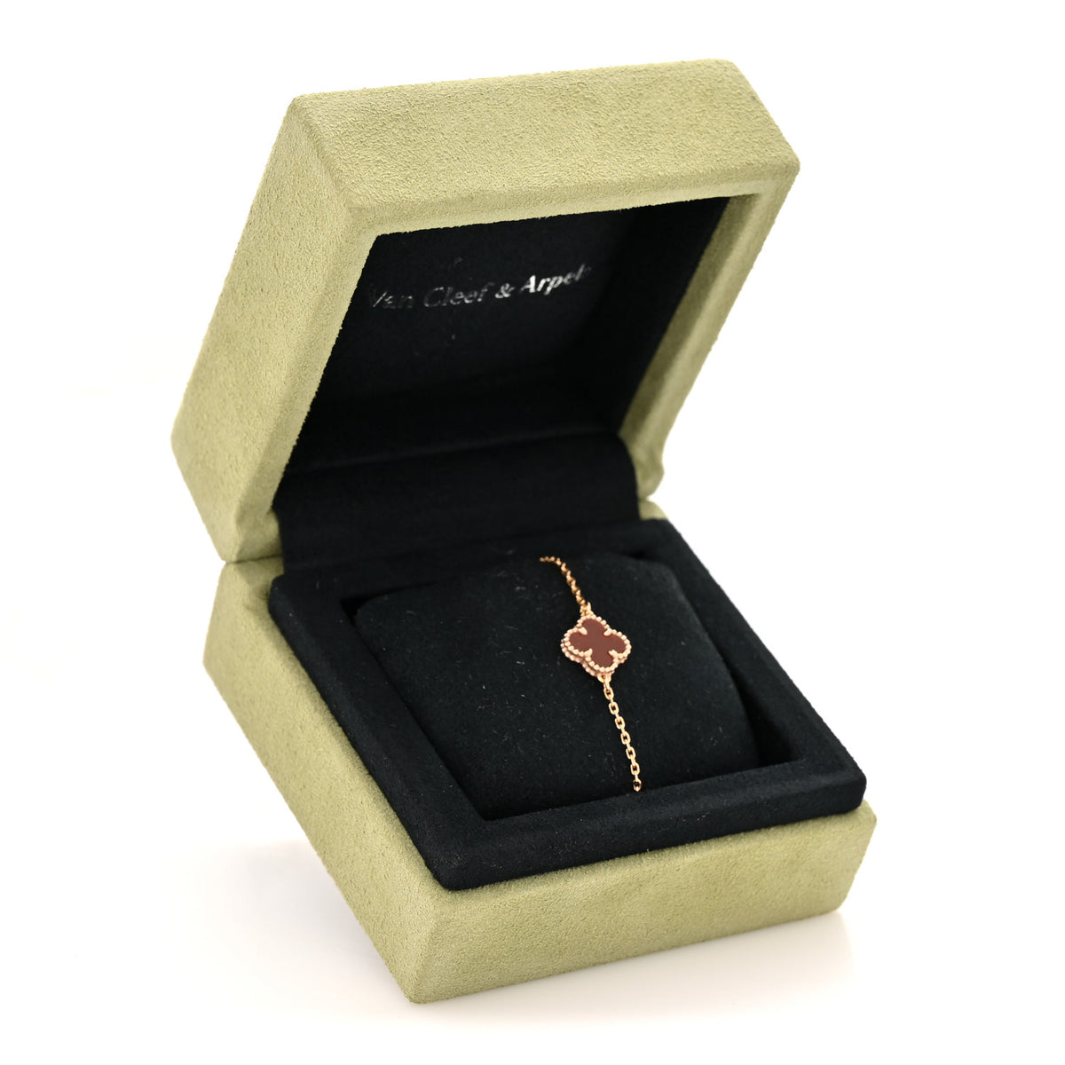 Van Cleef & Arpels 18K Rose Gold Carnelian Sweet Alhambra Bracelet 6 of 6