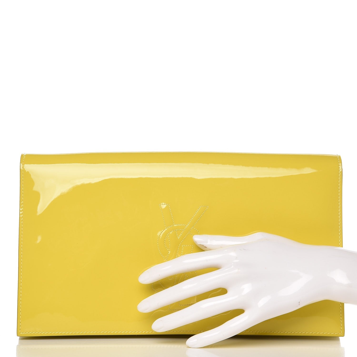 Saint Laurent Patent Calfskin Monogram Large Belle De Jour Clutch Yellow 2 of 6