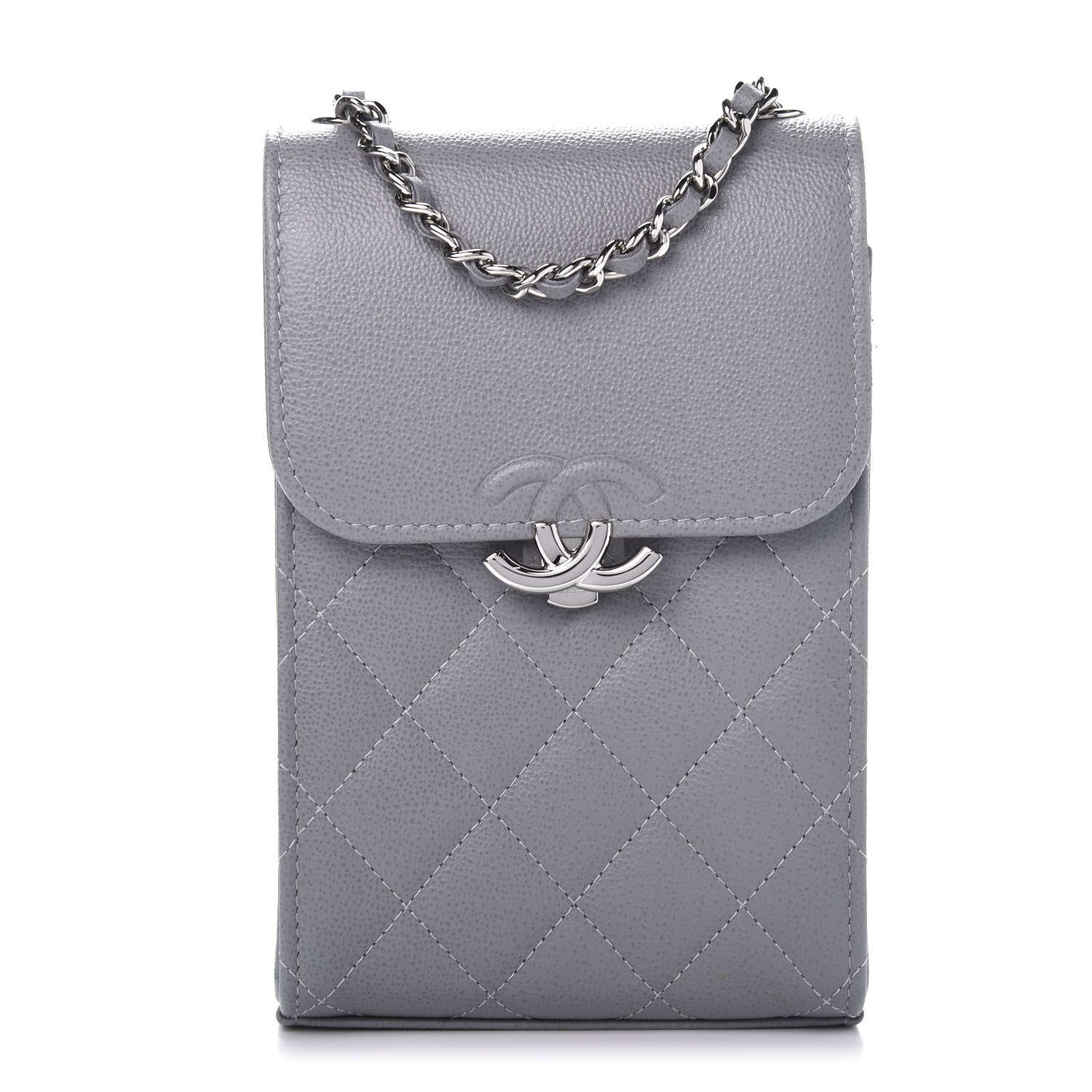Chanel Grained Calfskin Quilted CC Box Clutch With Chain Grey 1 of 12