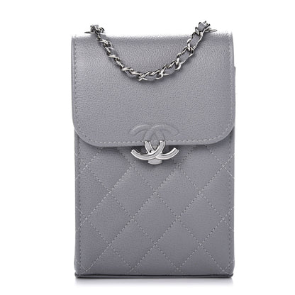 Chanel Grained Calfskin Quilted CC Box Clutch With Chain Grey 1 of 12
