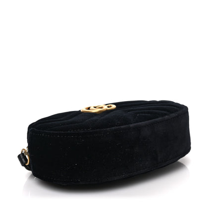 Gucci Velvet Matelasse GG Marmont Belt Bag 85 34 Black 4 of 9