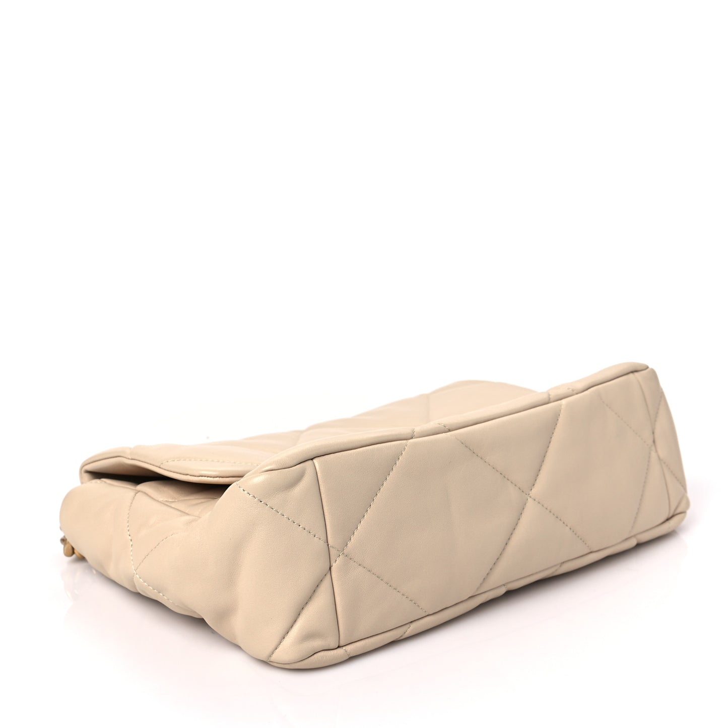 Lambskin Quilted Large Chanel 19 Flap Beige