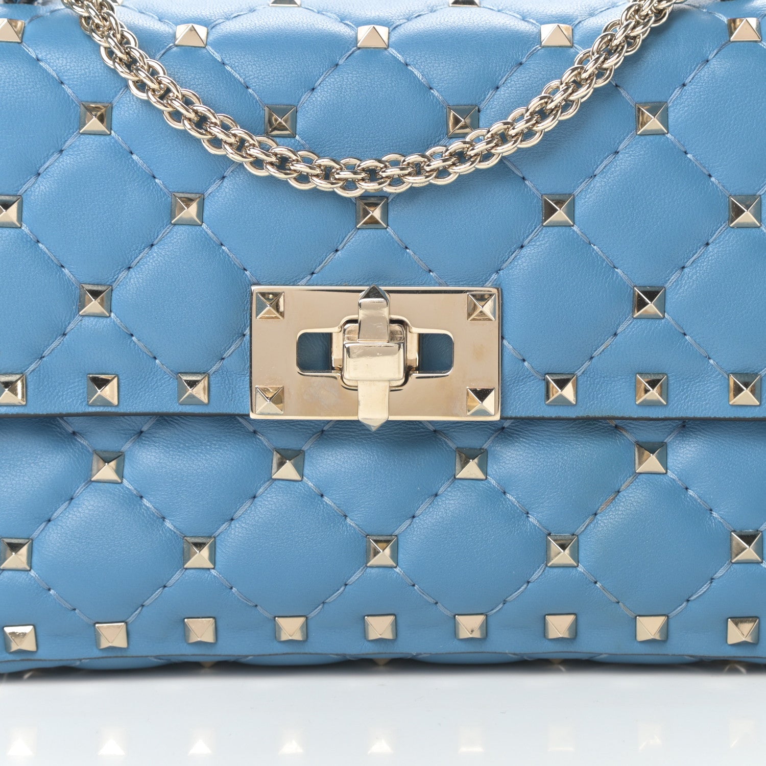 Valentino Garavani Nappa Small Rockstud Spike Shoulder Bag Bluette 8 of 12