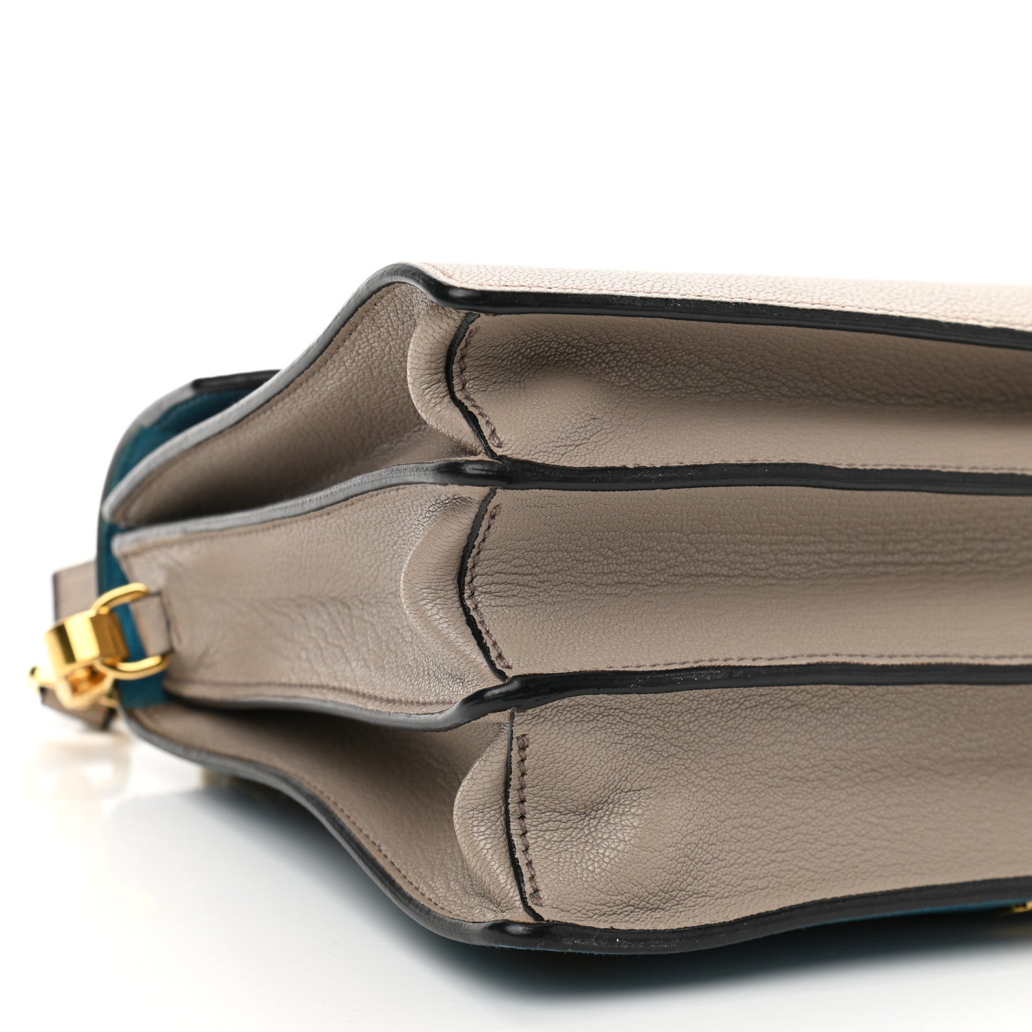 Miu Miu Goatskin Bandoliera Madras Bi-Color Shoulder Bag Laguna Pomice 9 of 16
