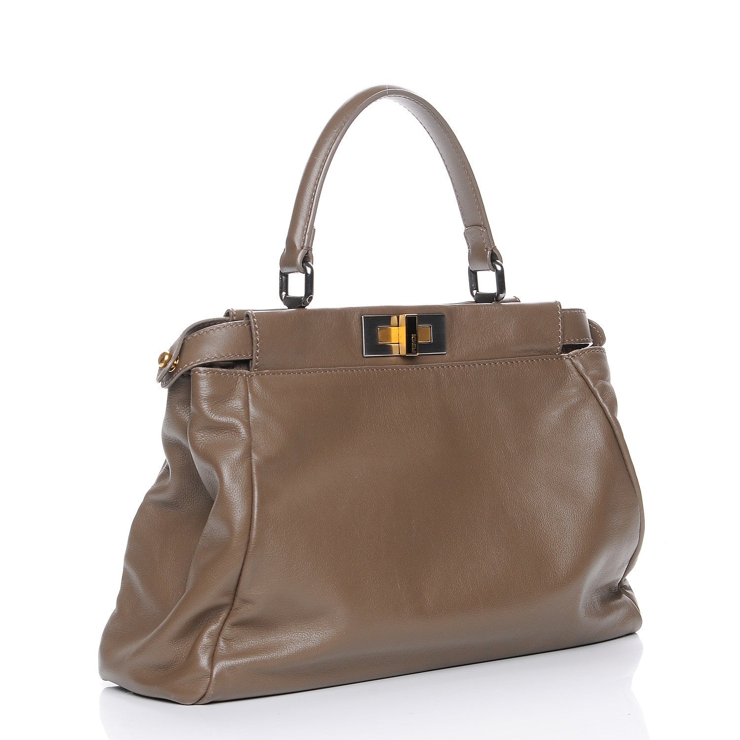 Fendi Goatskin Calf Hair Leopard Print Medium Peekaboo Iconic Satchel Taupe 3 of 11