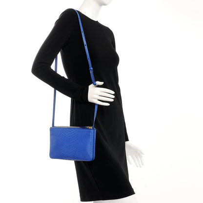 Celine Python Small Trio Crossbody Bag Royal Blue 2 of 9