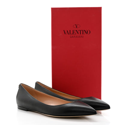 Valentino Garavani Nappa Rockstud Pointy Toe Ballerina Flats 38.5 Black 11 of 11
