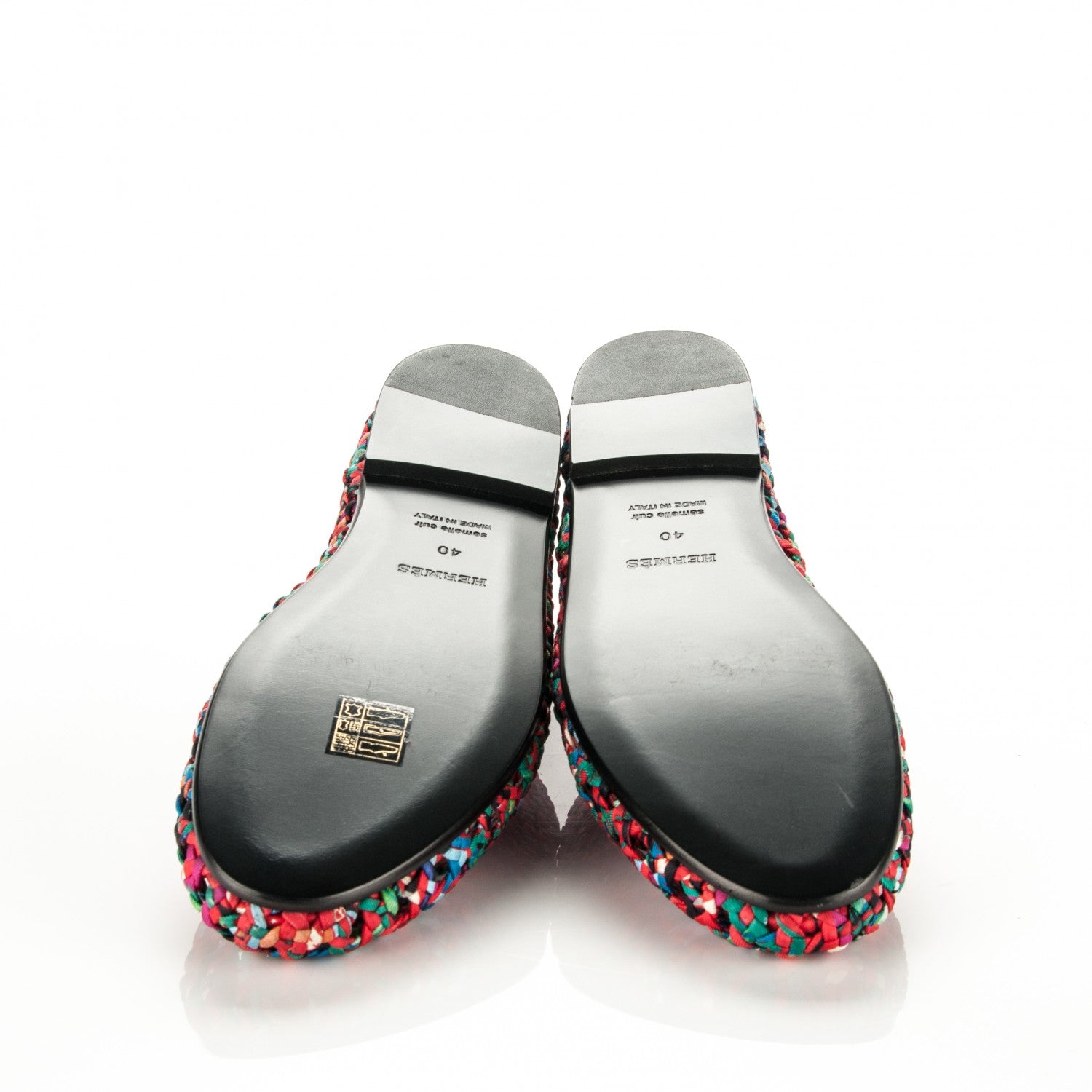 Hermes Printed Silk Braided Minorque Ballerina Flats 40 Multicolor 5 of 7
