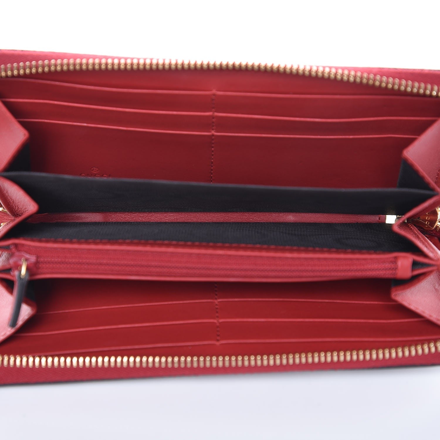 Gucci GG Supreme Monogram Angry Cat Embroidered Zip Around Wallet Red 5 of 6