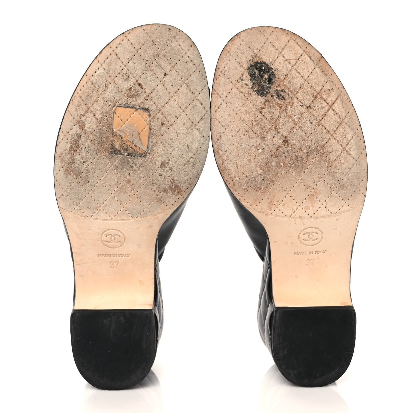 Lambskin Quilted CC Chain Mules 37 Black