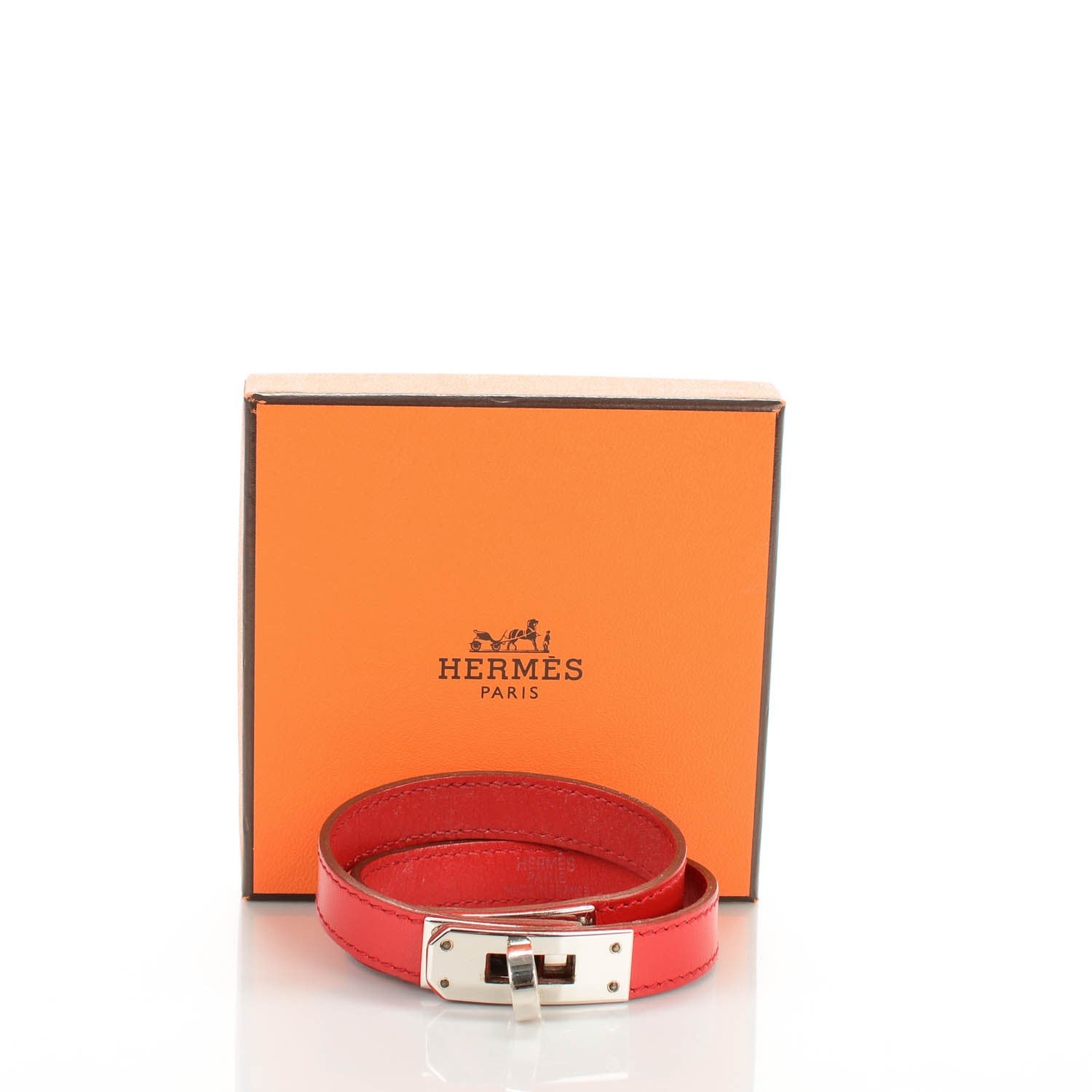 Hermes Box Kelly Double Tour Bracelet S Vermillion 7 of 7