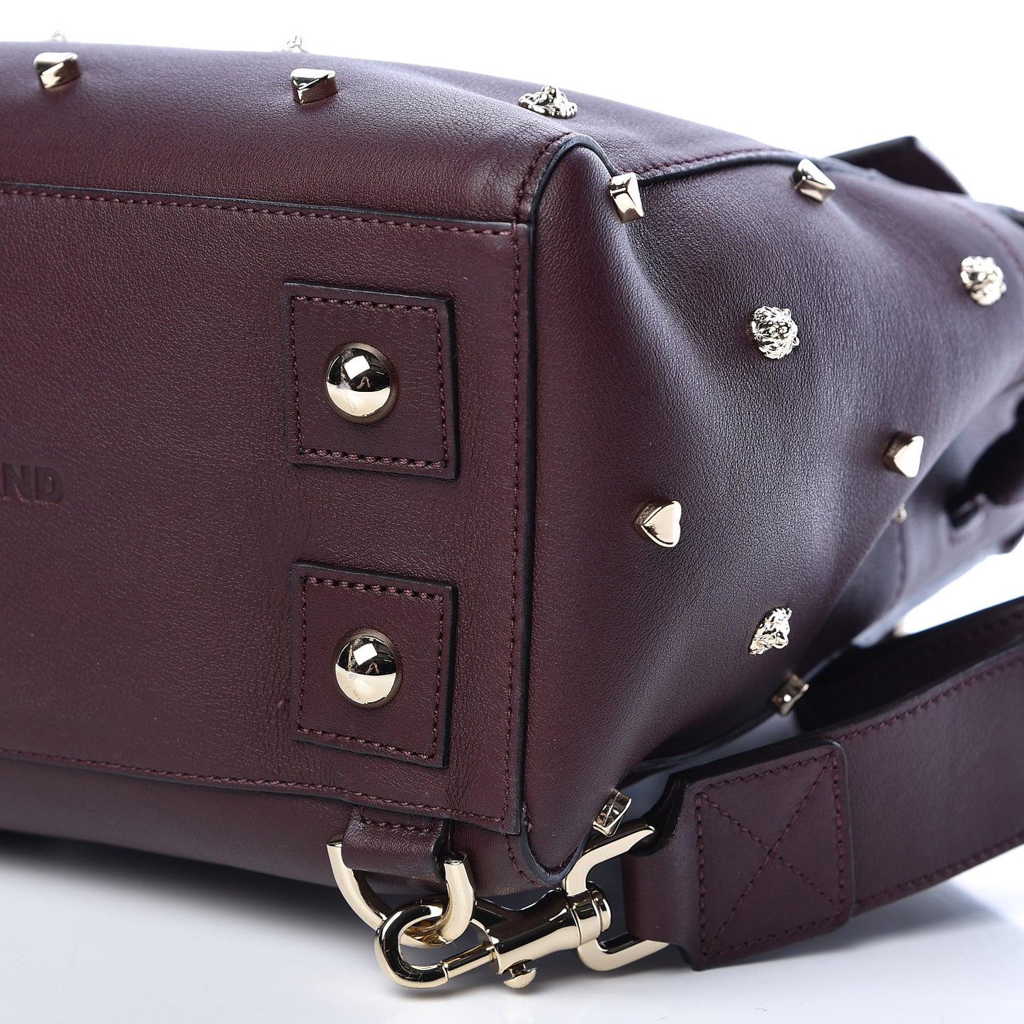 Calfskin Studded Medium Cara Delevingne Convertible Satchel Oxblood