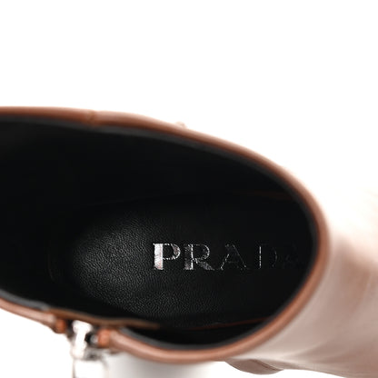 Prada Vitello Triangle Ankle Boots 36.5 Cognac 8 of 9