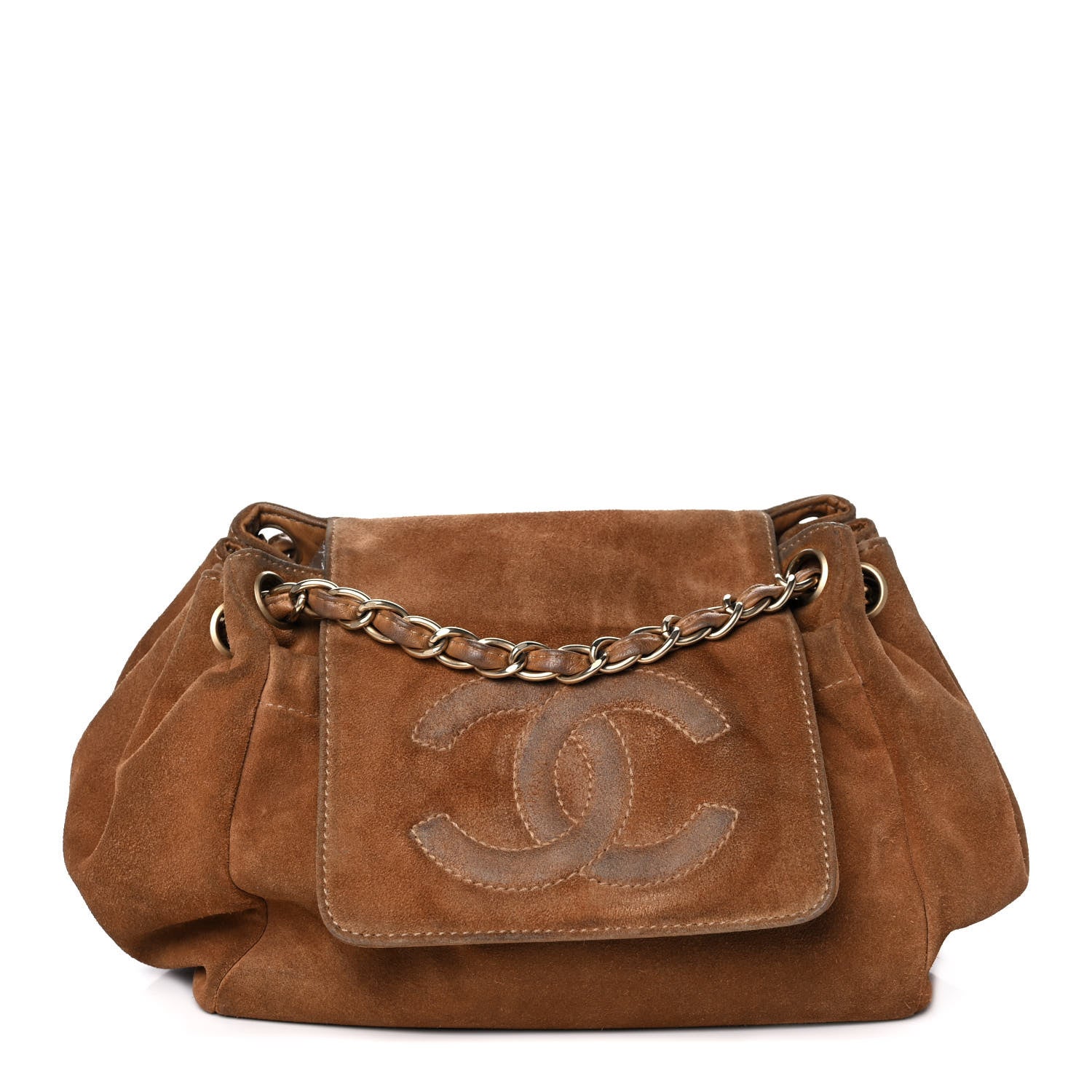 Chanel Suede Accordion Flap Brown 1 of 12