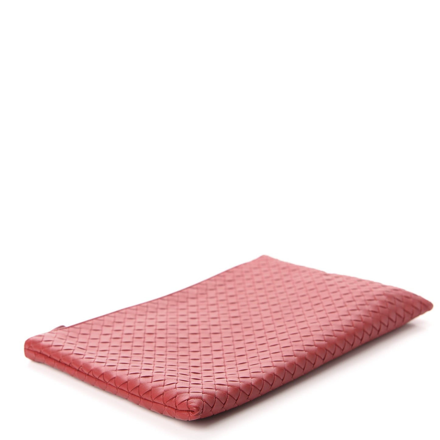 Nappa Intrecciato Large Flat Zip Biletto Pouch Red