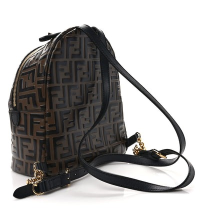 Fendi Vitello Bi-Color FF 1974 Embossed Mini Backpack Maya Black 2 of 9
