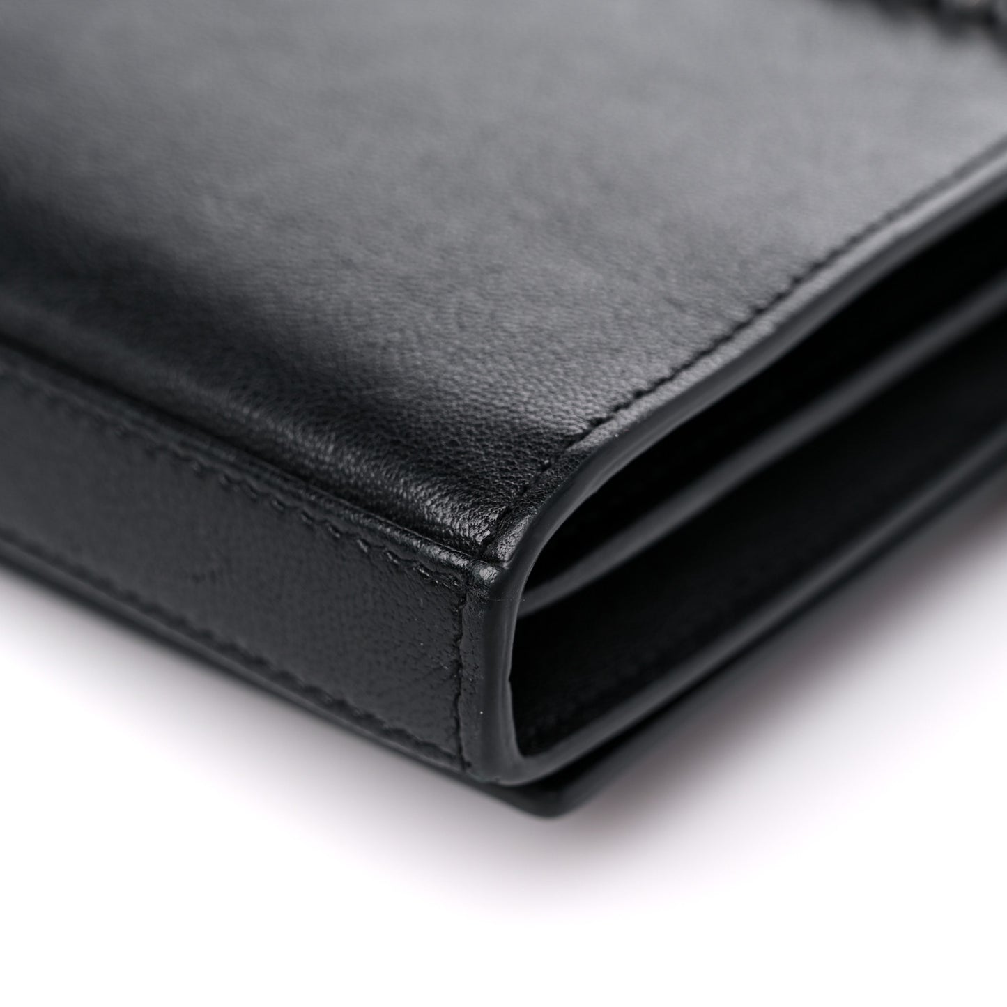 Lambskin Bandana Studded Monogram Chain Wallet Black