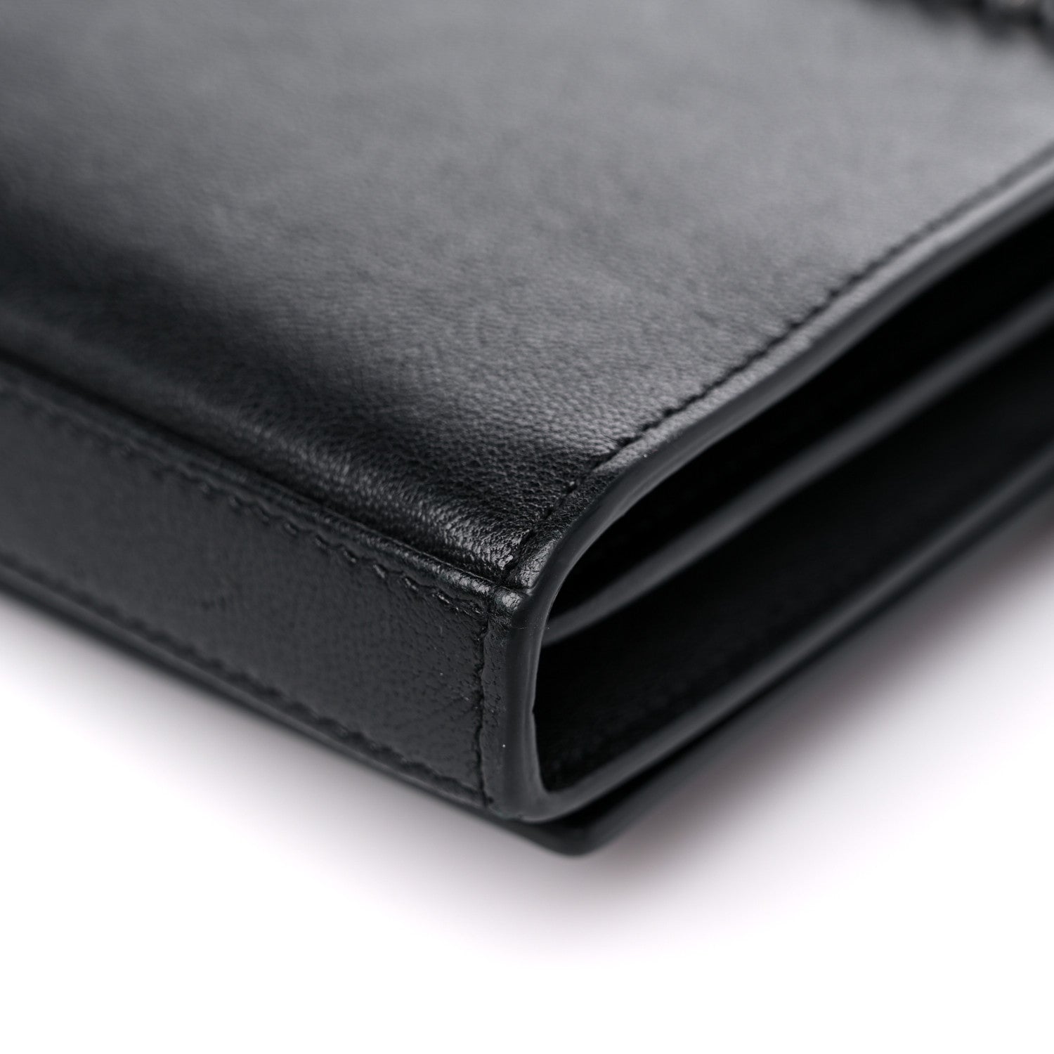 Saint Laurent Lambskin Bandana Studded Monogram Chain Wallet Black 11 of 15