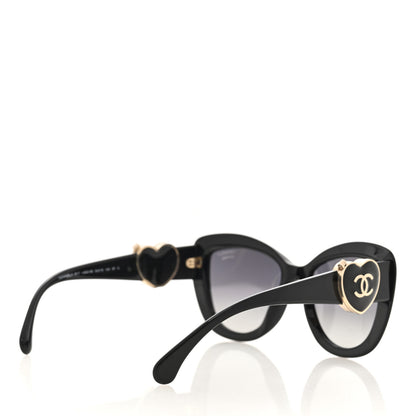 Chanel Acetate Enamel Heart Butterfly Sunglasses 5517 Black 3 of 8