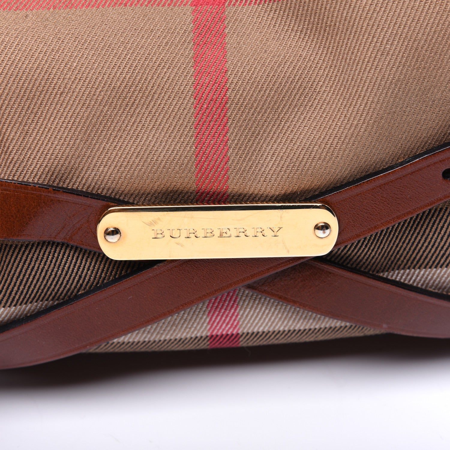 Burberry House Check Bridle Calfskin Medium Lynher Tote Dark Tan 24 of 30