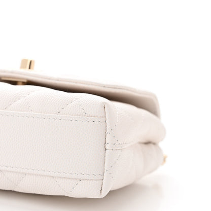 Chanel Caviar Quilted Coco Handle Clutch With Chain White 10 of 11