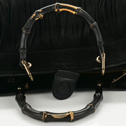 Gucci Suede Bamboo Fringe Medium Shopper Tote Black 8 of 9