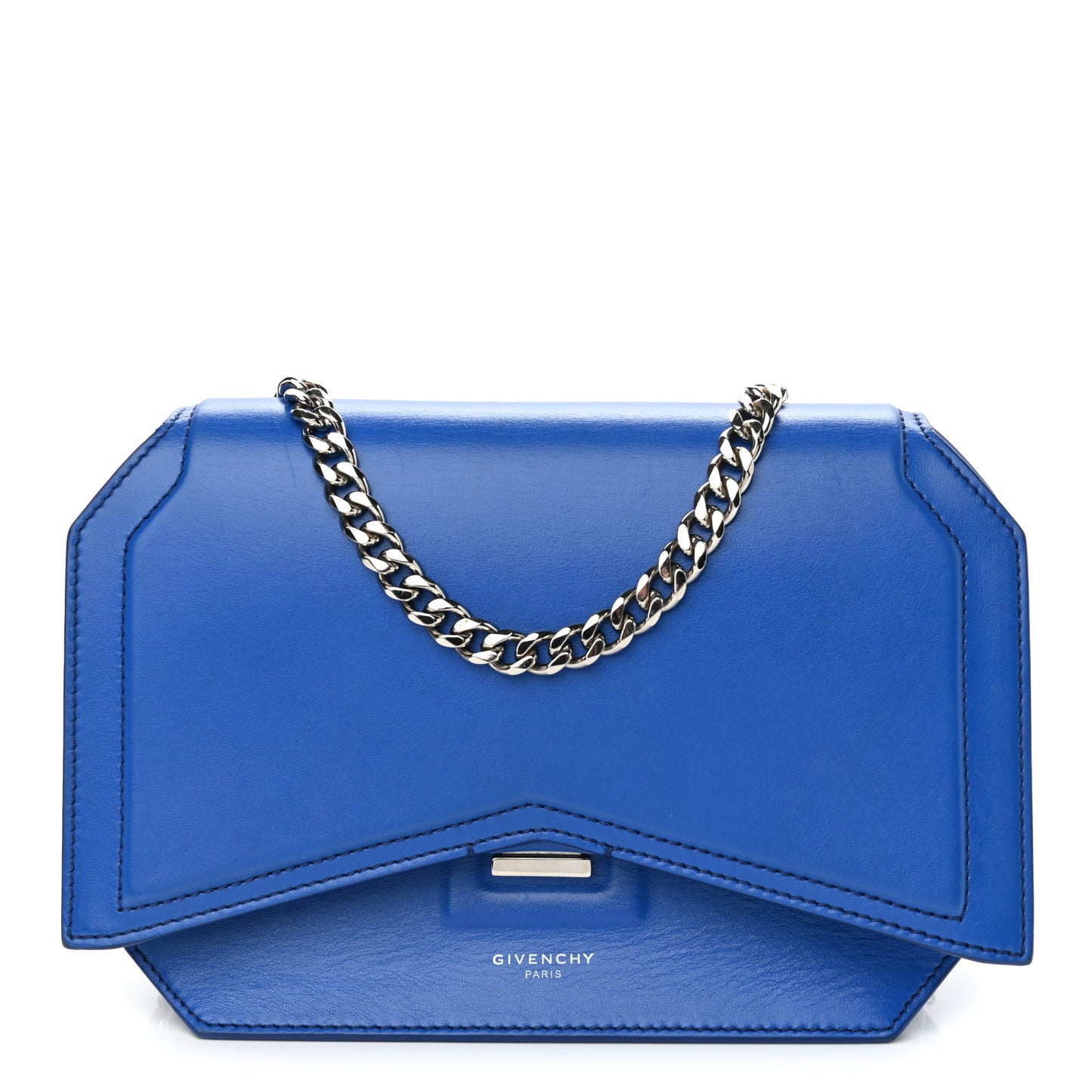 Calfskin Bow Cut Chain Wallet Electric Blue