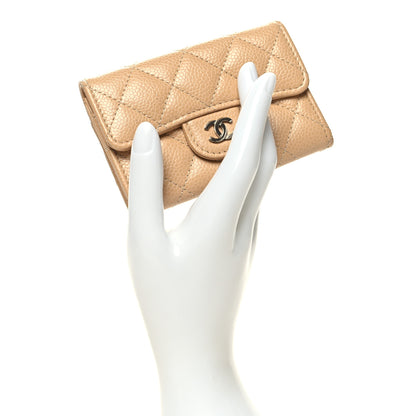 Chanel Caviar Quilted Flap Card Holder Wallet Beige 2 of 9