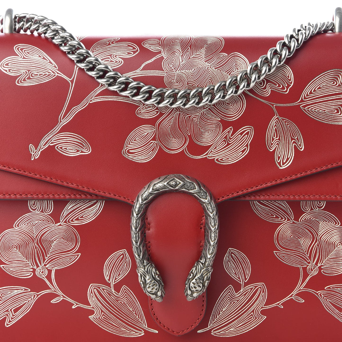 Calfskin Chinese New Year Medium Dionysus Shoulder Bag Hibiscus Red