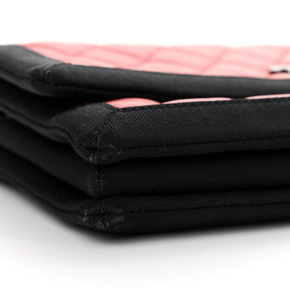 Chanel Lambskin Grosgrain Quilted Flap Red Black 9 of 17