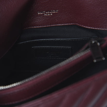 Saint Laurent Sheepskin Matelasse Chevron Monogram Medium College Bag Rouge Legion 7 of 9
