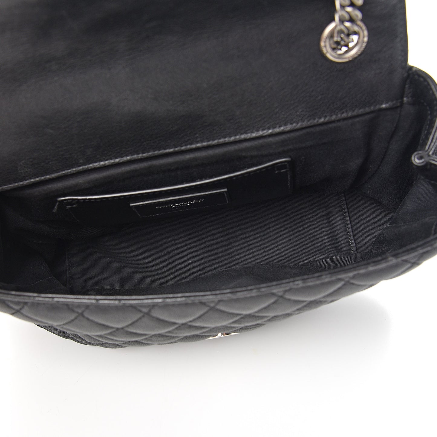 Sheepskin Tri-Quilt Monogram Medium College Bag Black