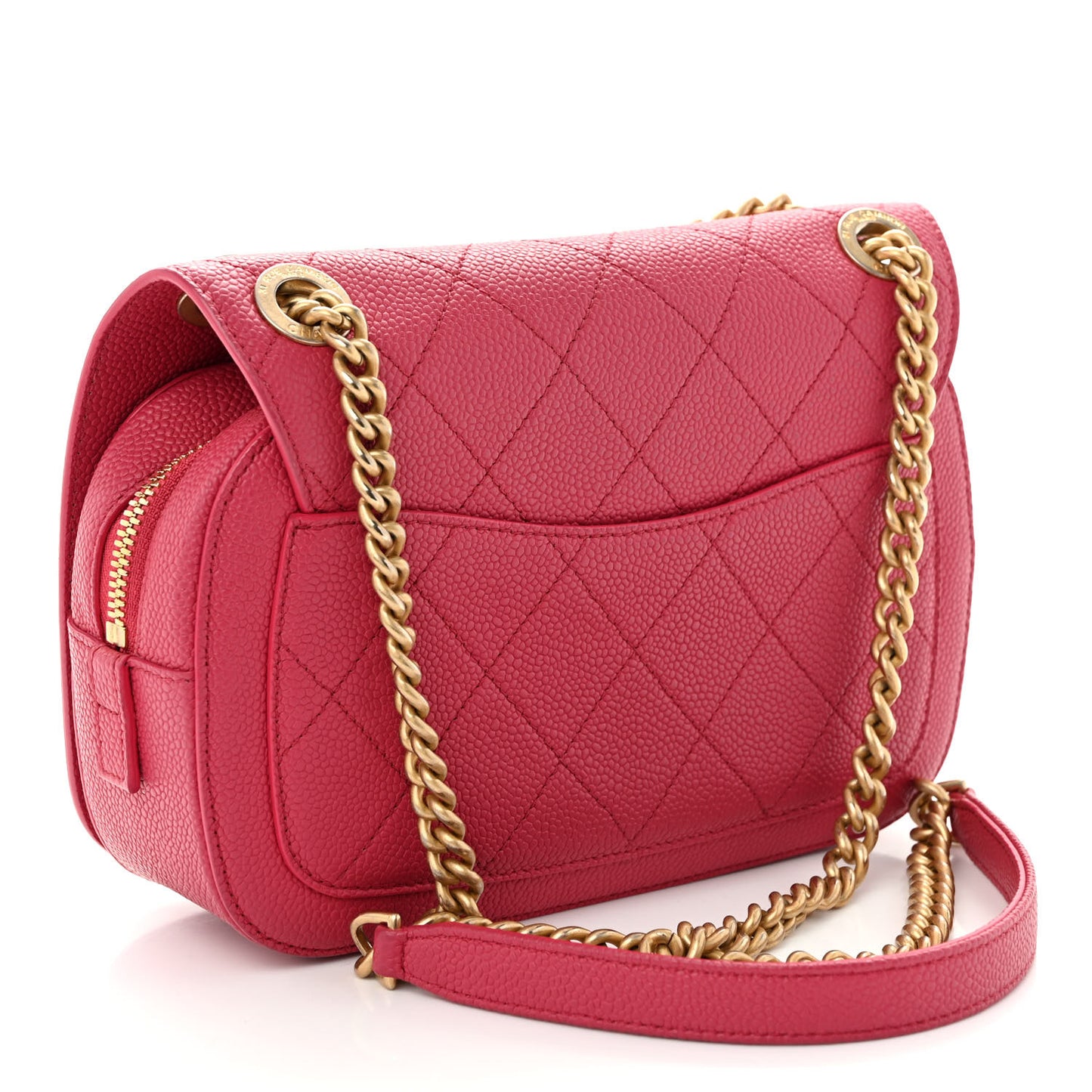 Caviar Diamond Stitched CC Medium Flap Bag Dark Pink