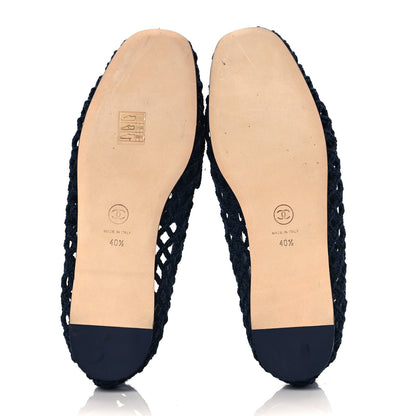 Chanel Raffia Braided CC Mocassin Loafers 40.5 Navy 5 of 8